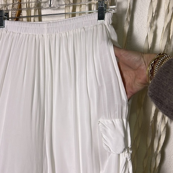 Catwalk Studio White lagenlook Bohemian Gypsy Wide Leg Flowy Pant M - Picture 4 of 9